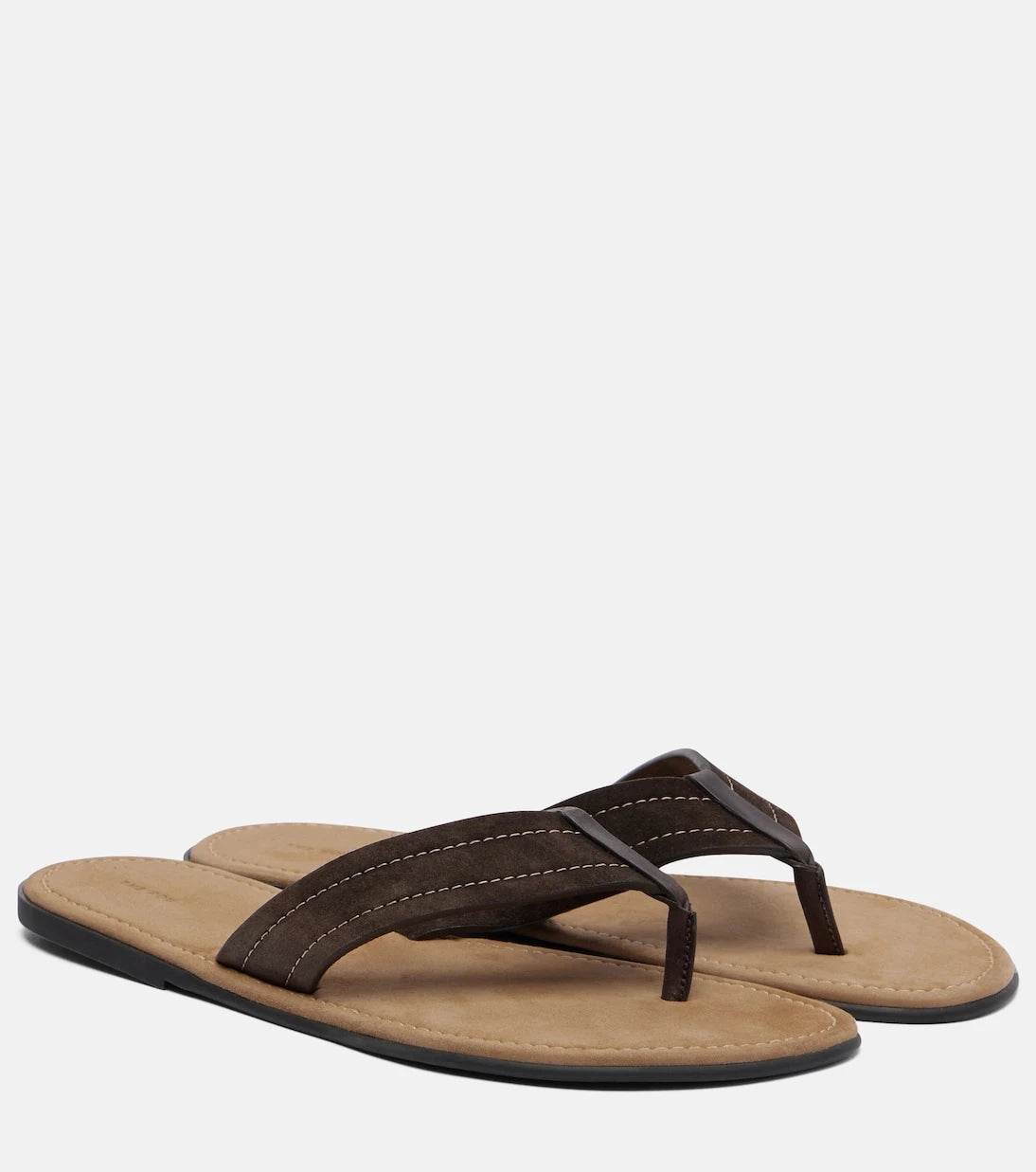 The Row - Beach leather-trimmed suede thong sandals