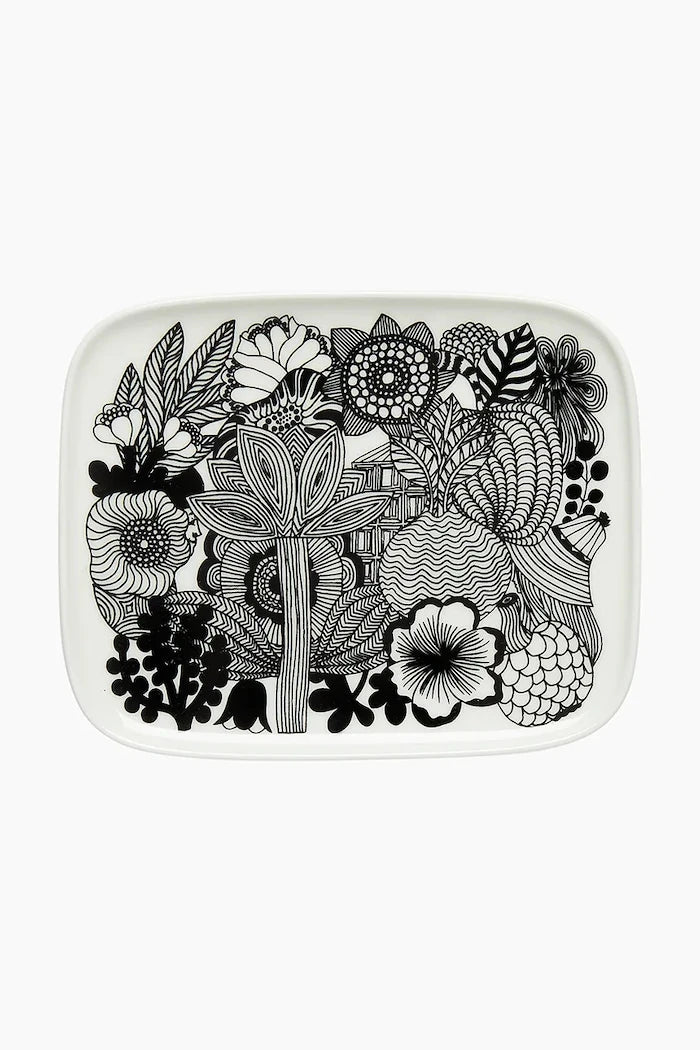 Marimekko servis tabağı, taş grés, 15 x 12 cm