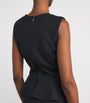Max Mara Black Jersey Peplum-Detail Midi Dress
