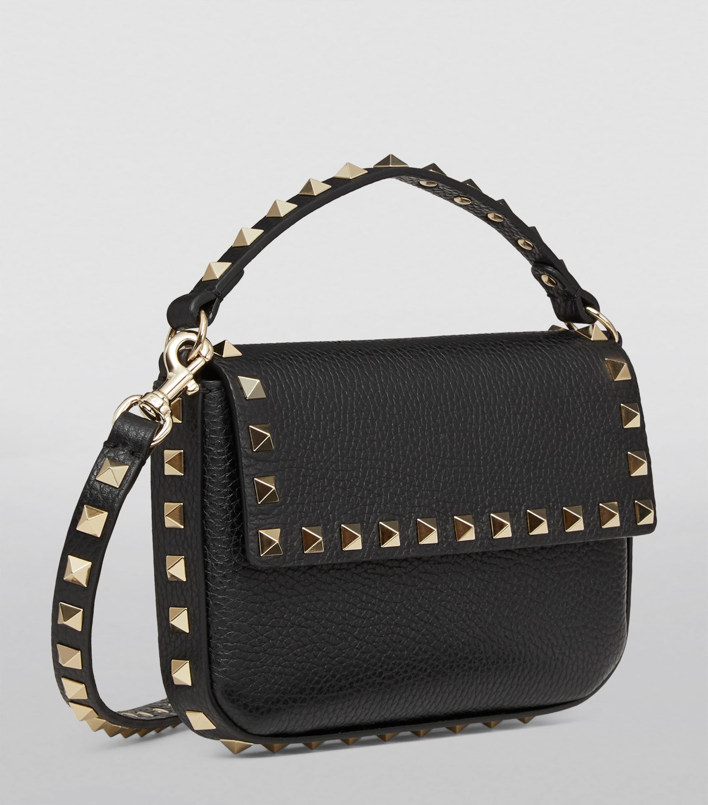Valentino Garavani Black Leather Rockstud Cross-Body Pouch