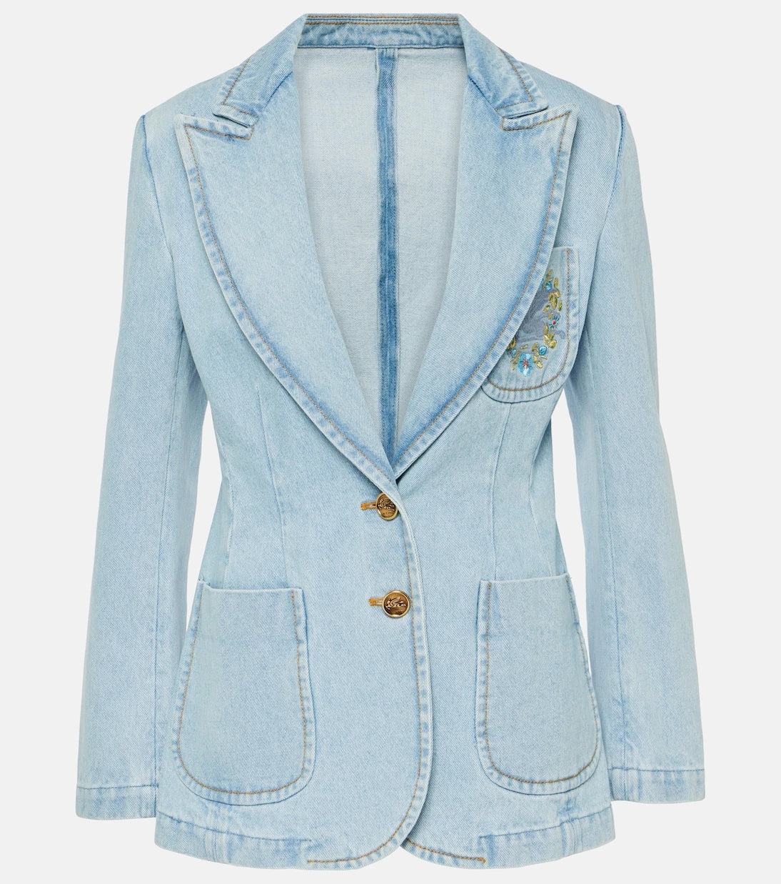 Etro - Embroidered denim blazer