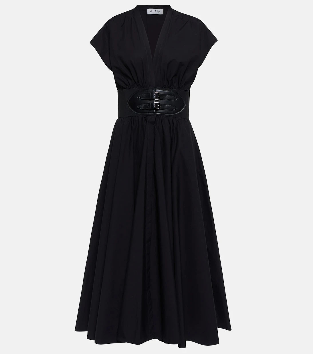 Alaïa - Belted cotton poplin midi dress