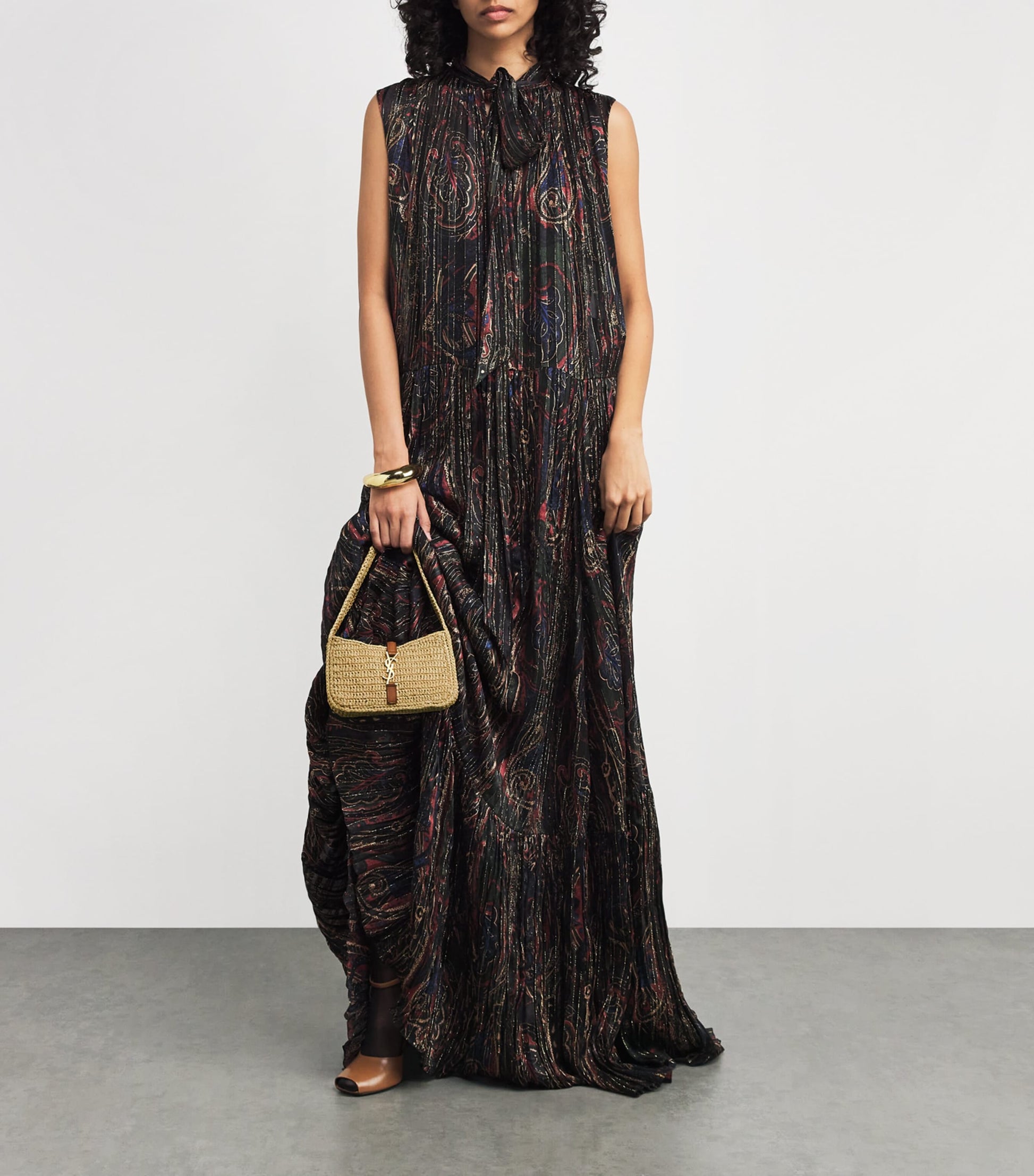 Saint Laurent Brown Le 5 à 7 Raffia Shoulder Bag