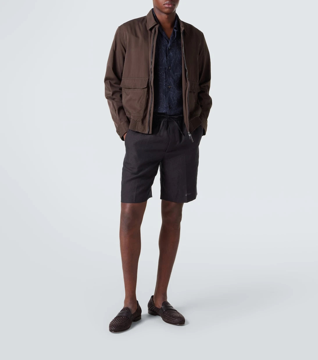 Brioni - Leather-trimmed silk blouson jacket