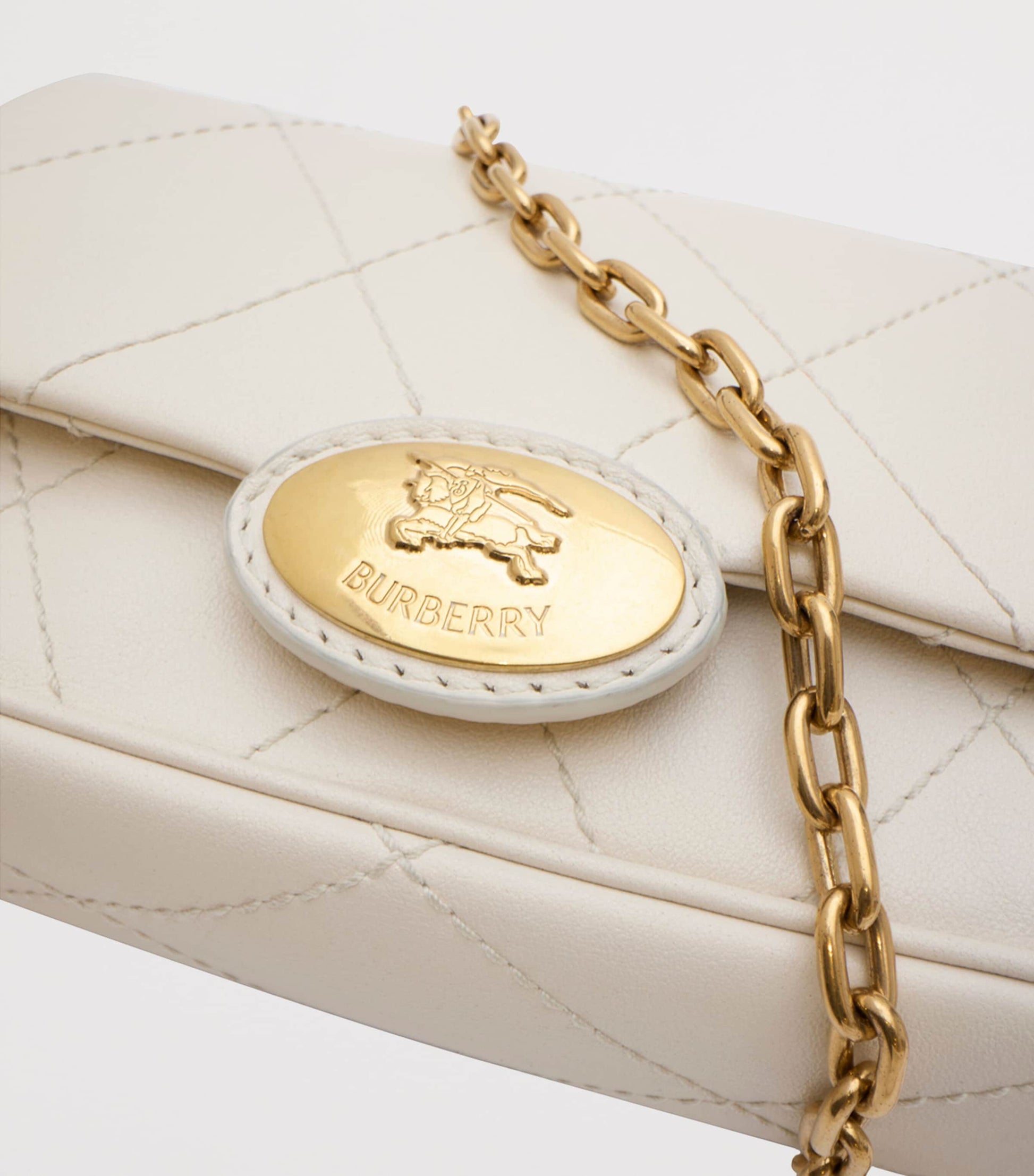Ivory Leather Quilted Clutch Bag