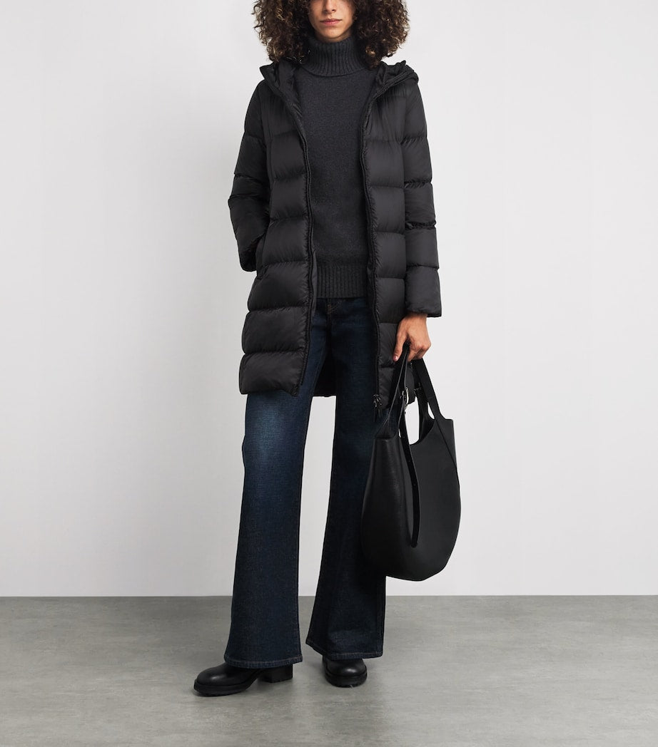 Max Mara Black Down Quilted Longline Jacket