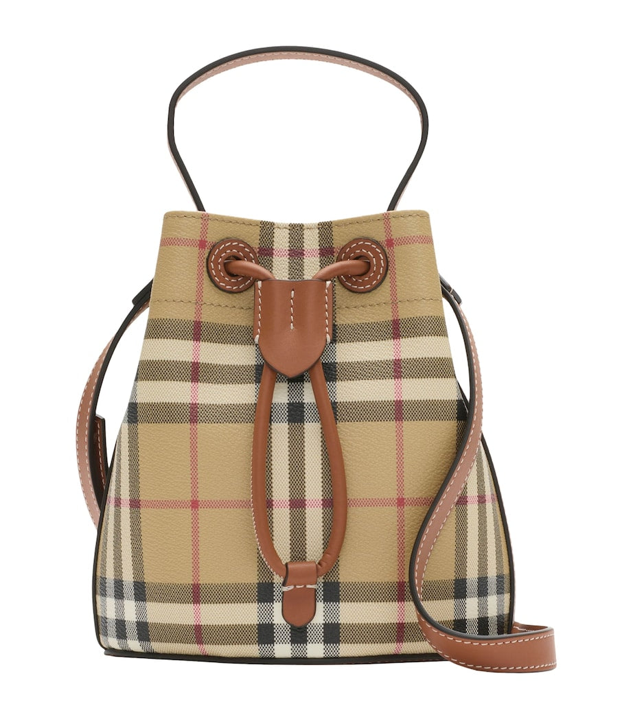 Brown Mini Check Bucket Bag