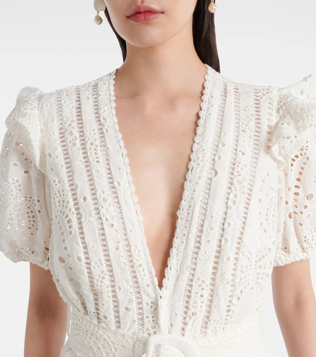 Farm Rio - Broderie anglaise cotton jumpsuit