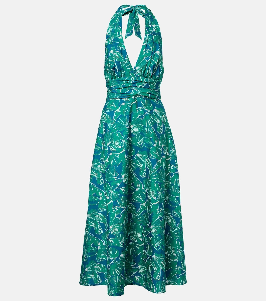 Max Mara - Printed halterneck cotton midi dress