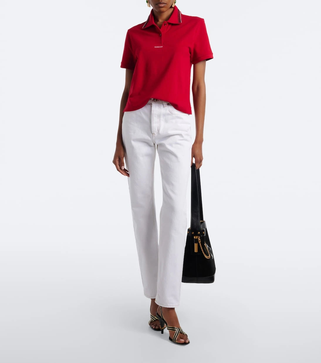 Versace - Greca cotton piqué polo shirt