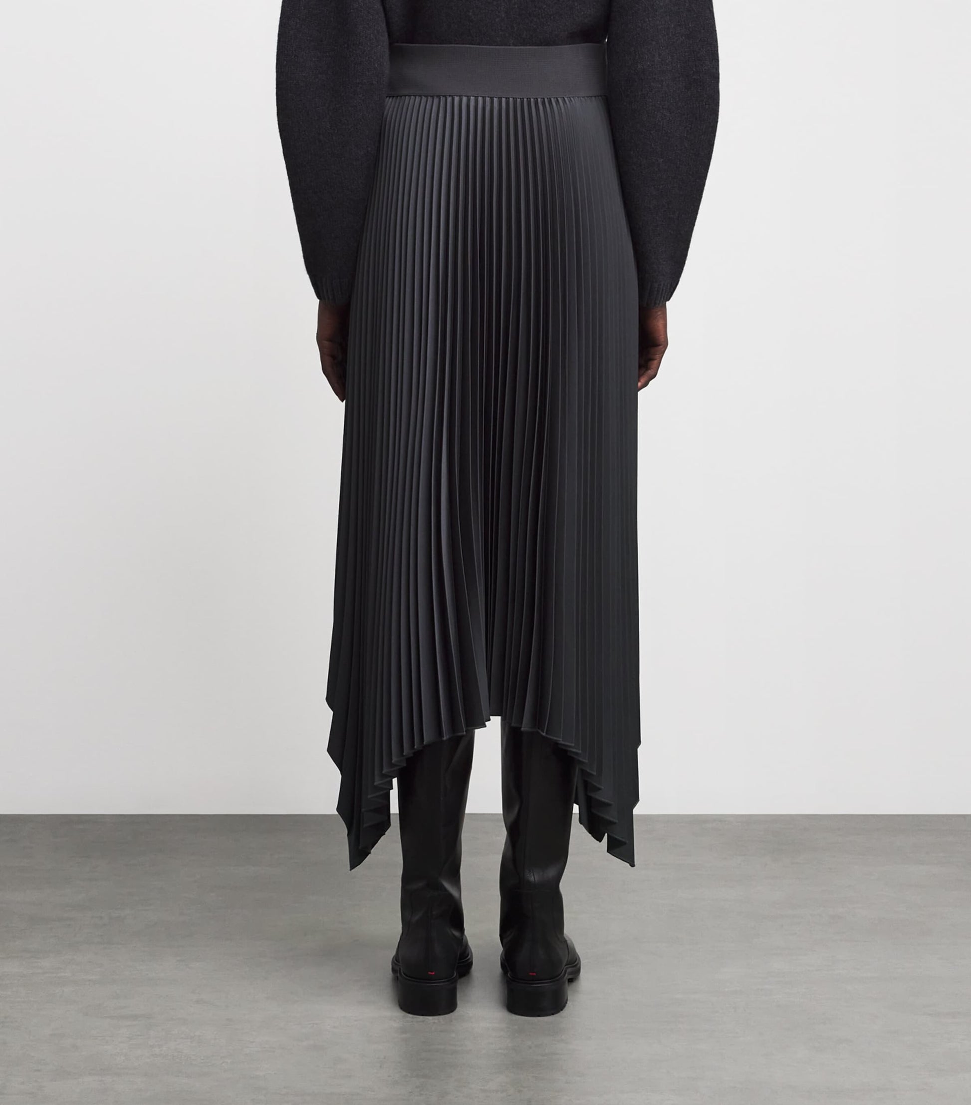 Grey Plissé Ade Midi Skirt