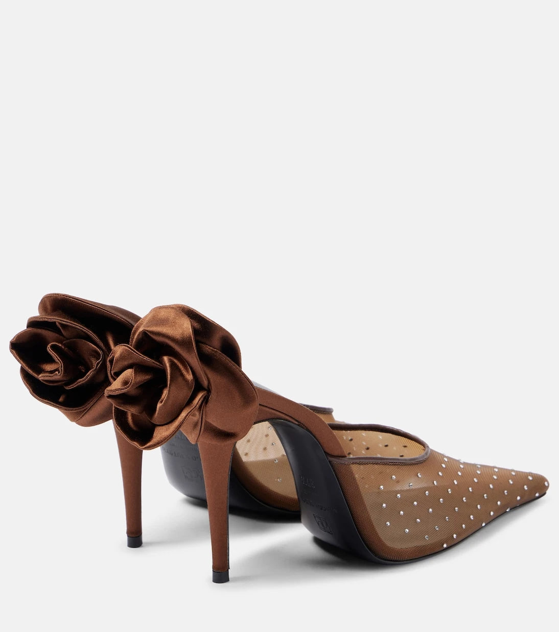 Magda Butrym - Floral-appliqué embellished mesh mules