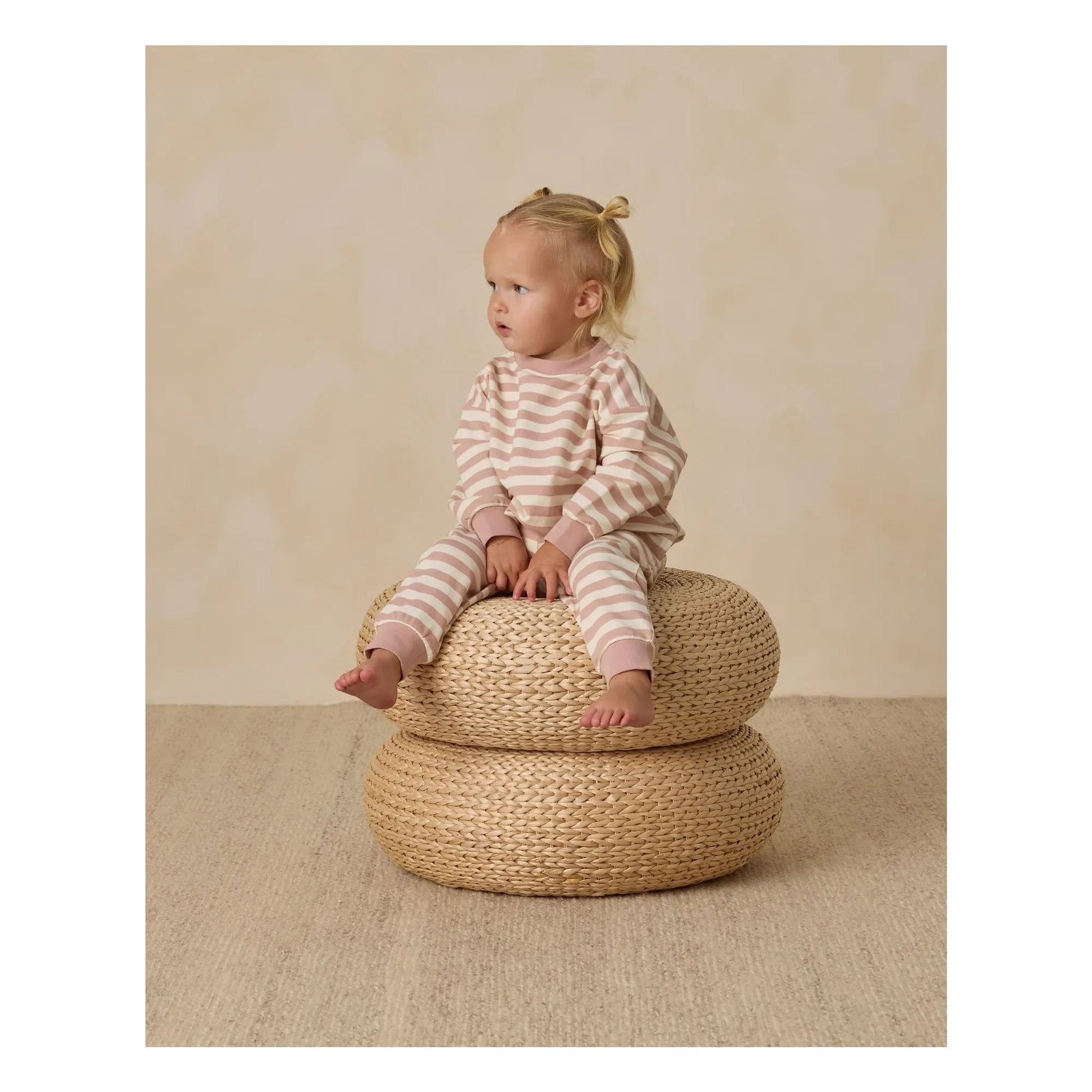 Quincy Mae - Striped Organic Cotton Joggers | Pink