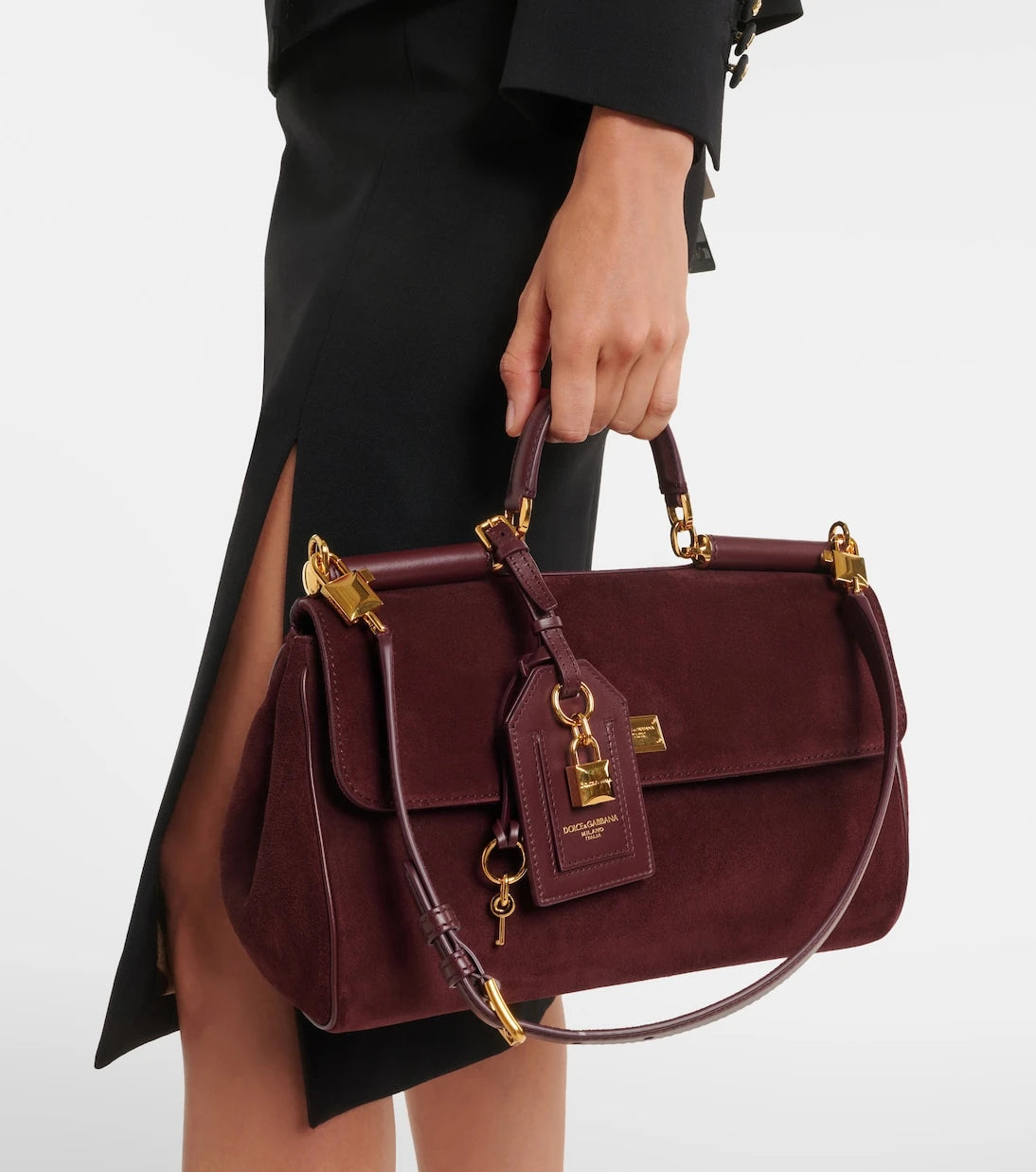 Dolce&Gabbana - Sicily Medium suede top-handle bag