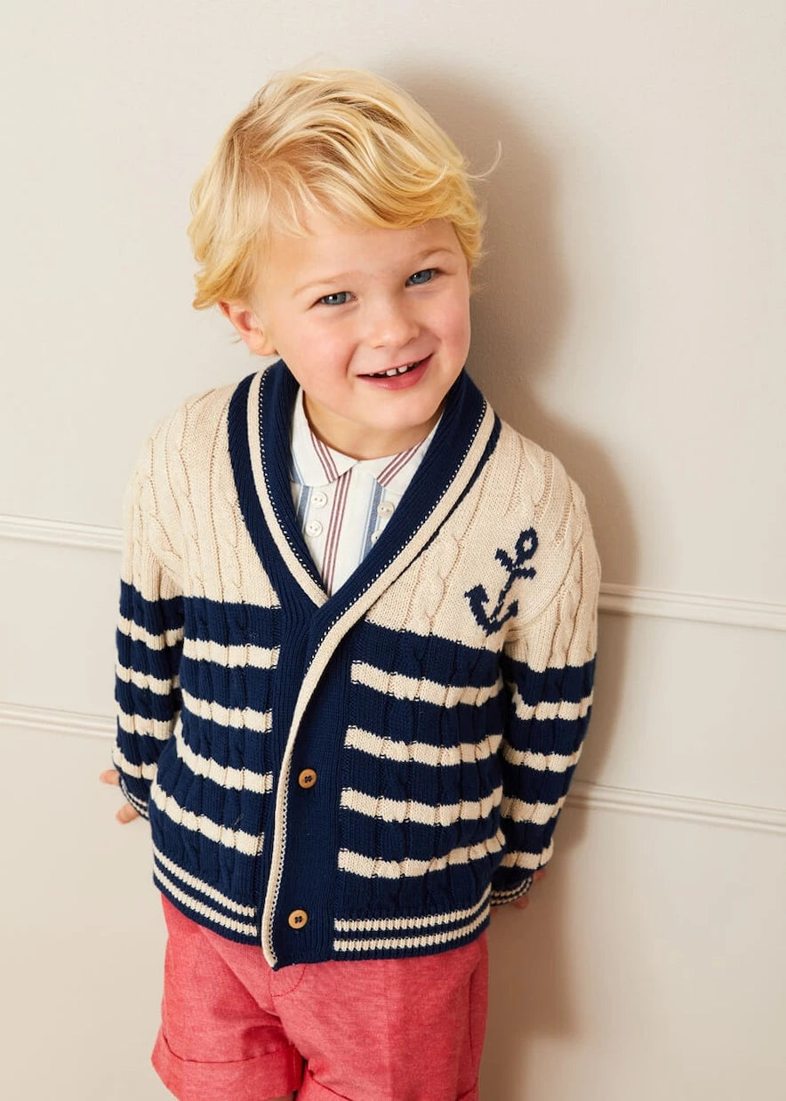 Pepa London - Cable-knit striped cotton cardigan