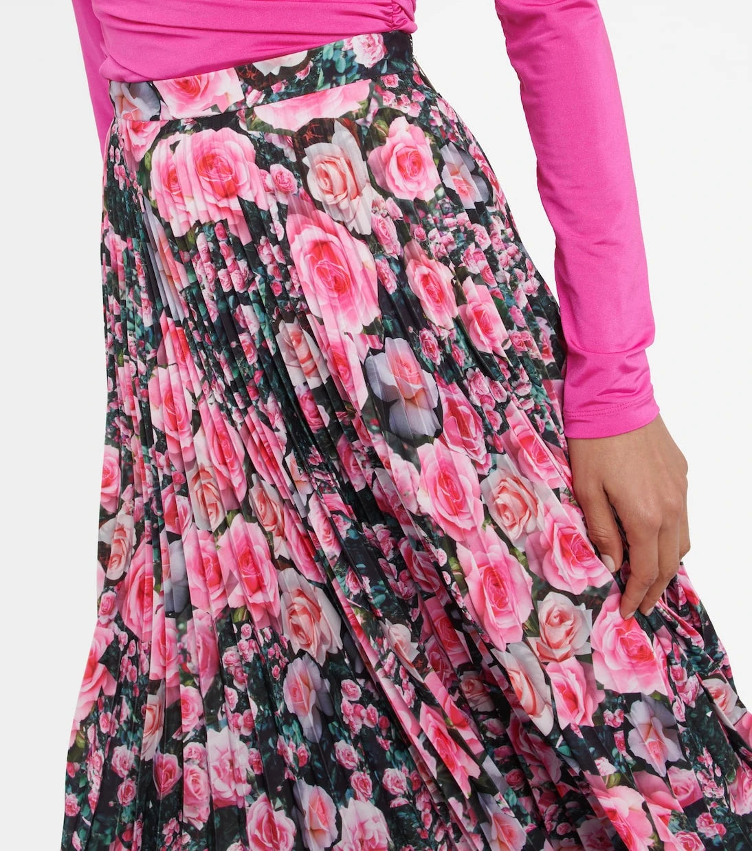 Christopher Kane - Floral high-rise pleated midi skirt