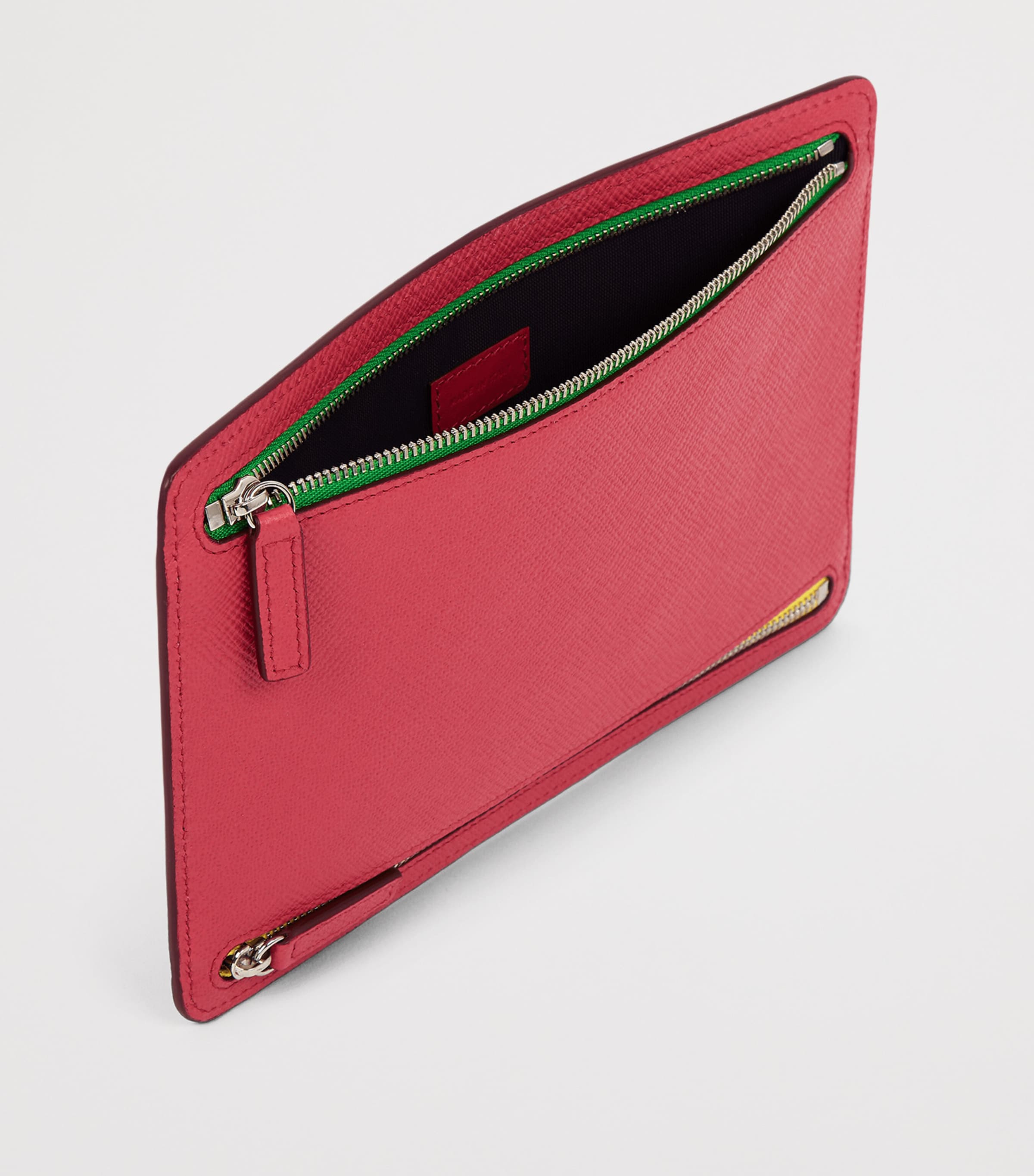 Pink Panama Leather Multi-Zip Wallet