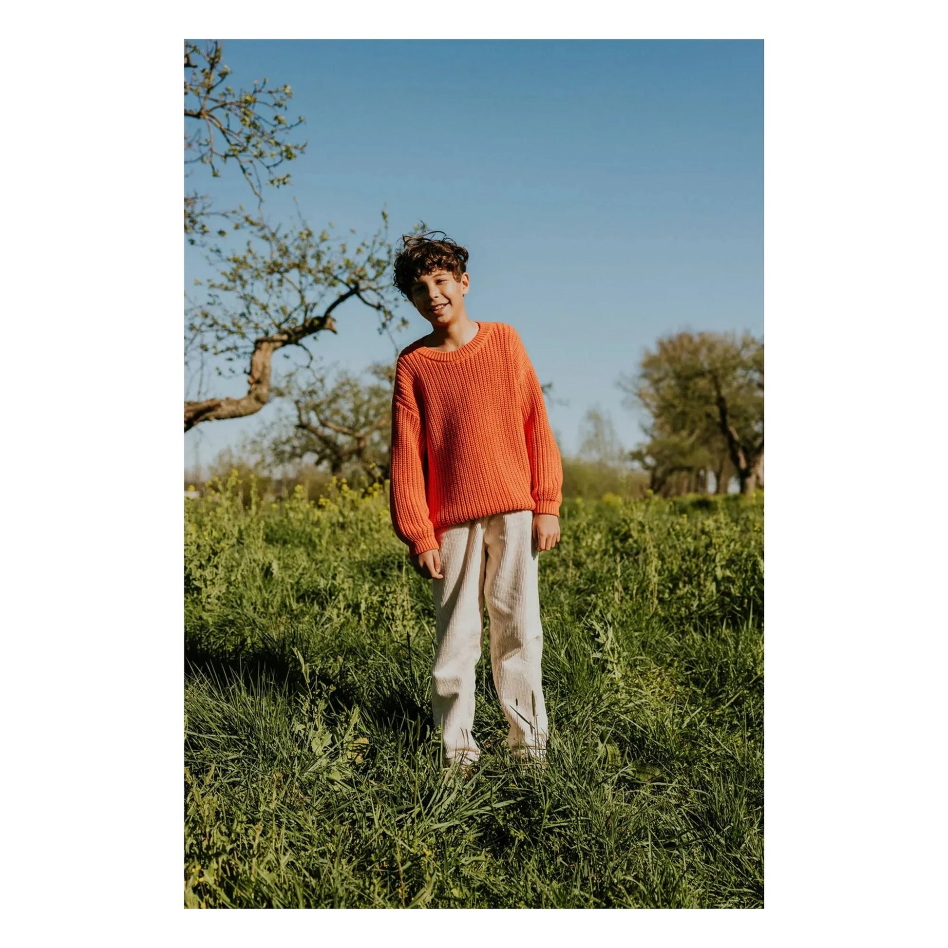 Yuki - Organic Cotton Chunky Sweater | Orange