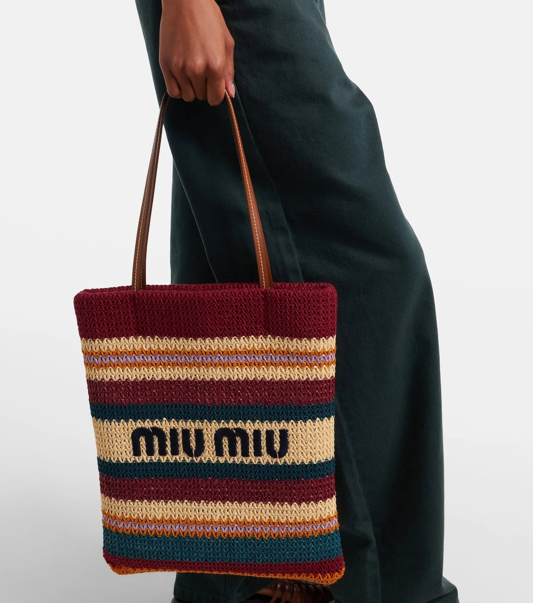 Miu Miu - Woven raffia-effect tote bag