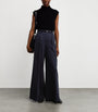 Max Mara Blue Wool Jersey Palazzo Trousers