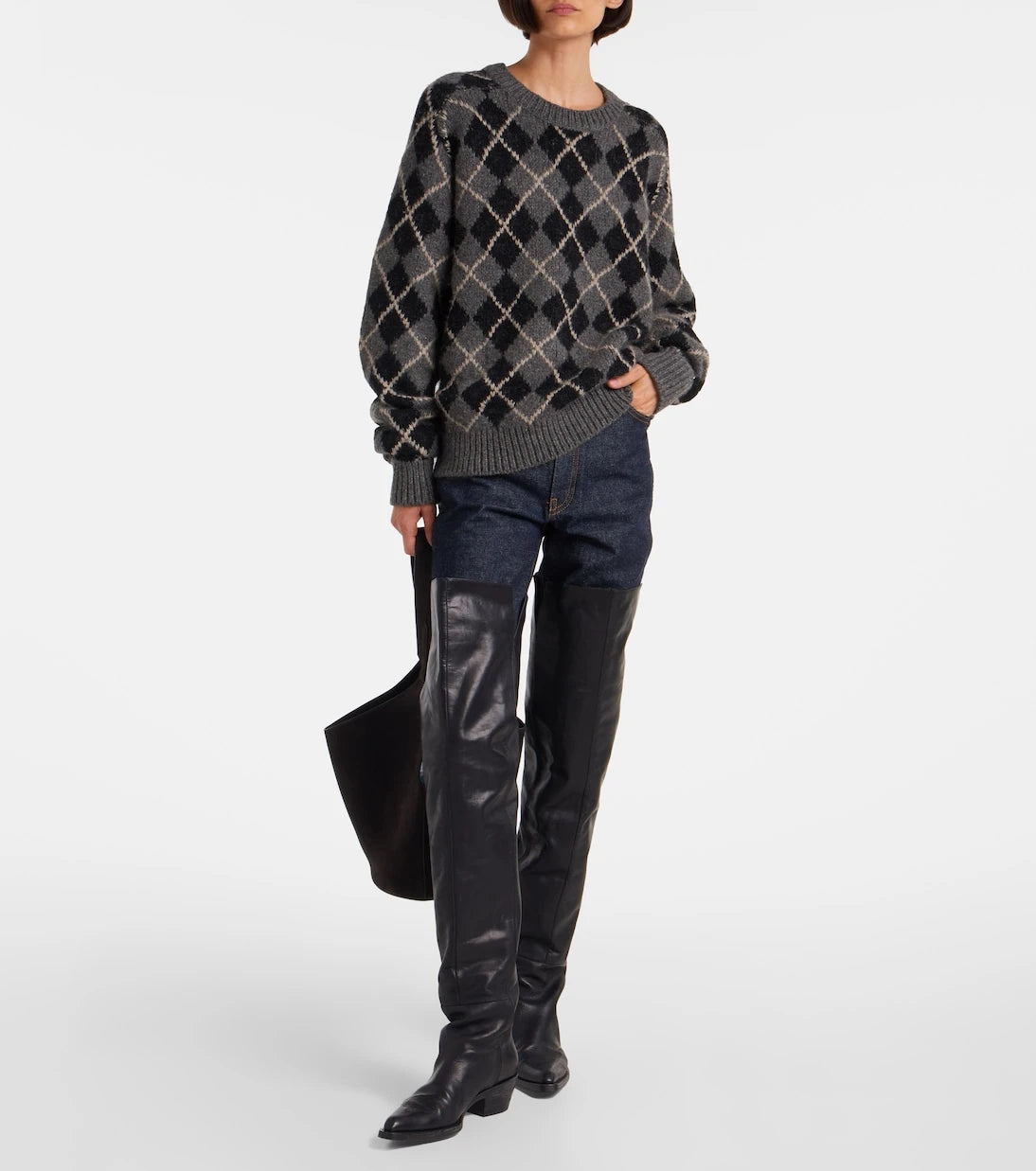 Khaite - Pratt argyle cashmere sweater