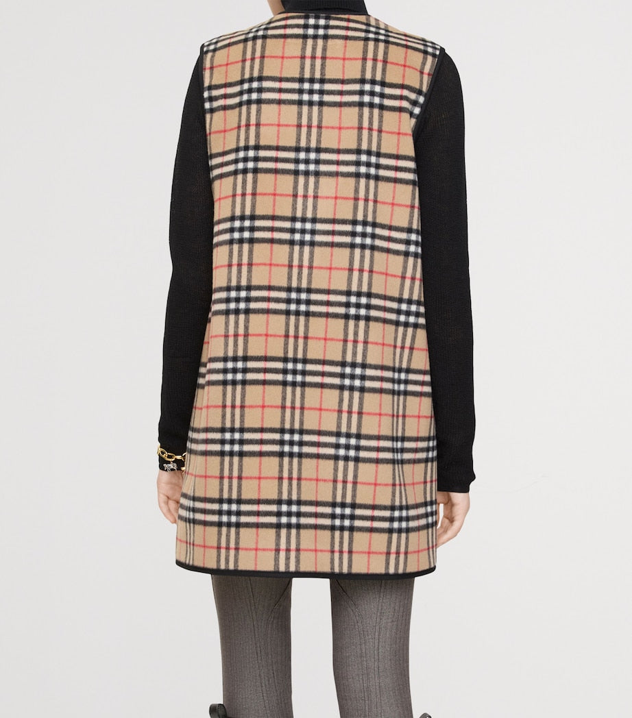 Burberry Beige Wool-Cashmere Check Gilet