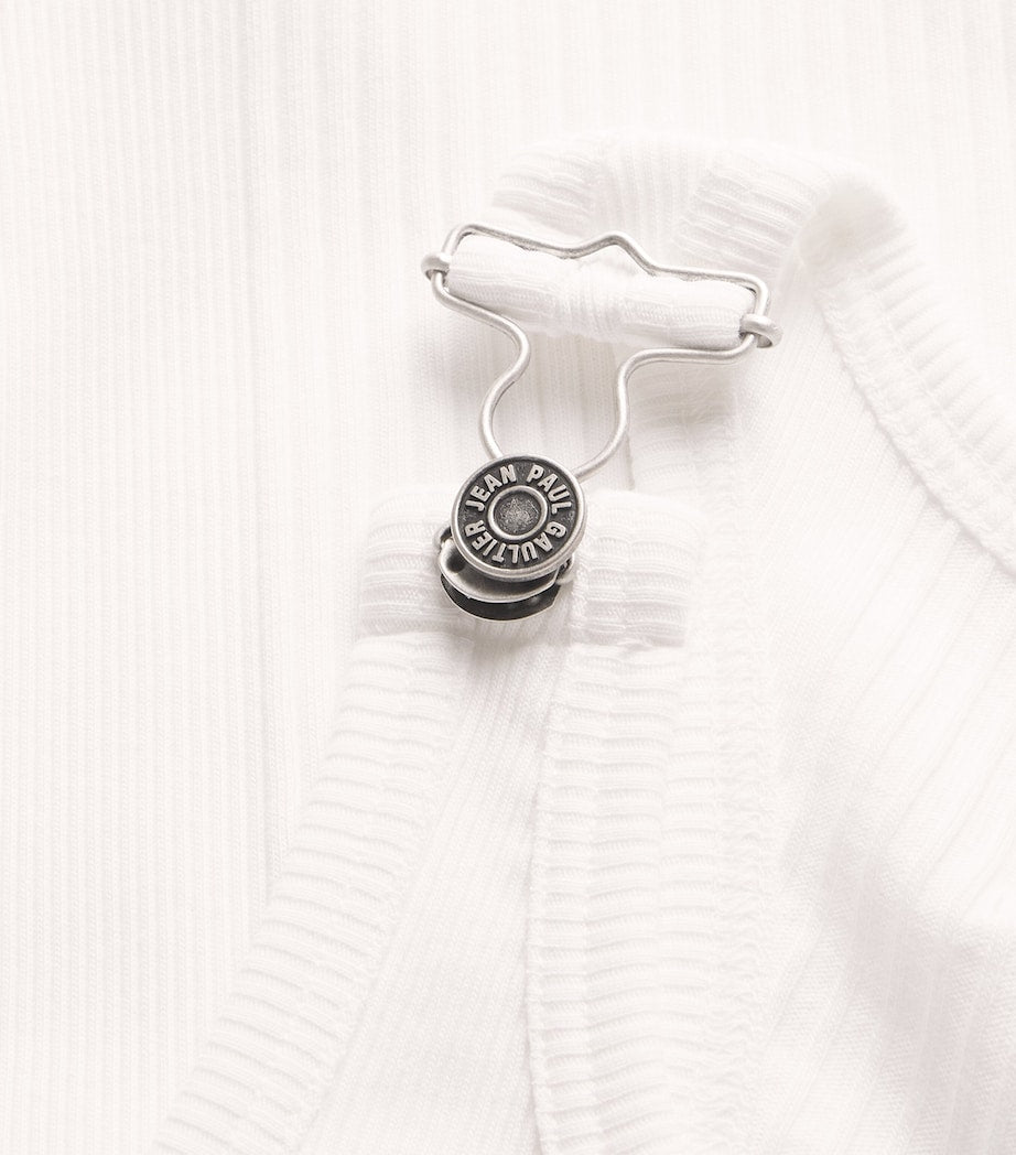 Jean Paul Gaultier White Cotton Buckle-Detail Tank Top