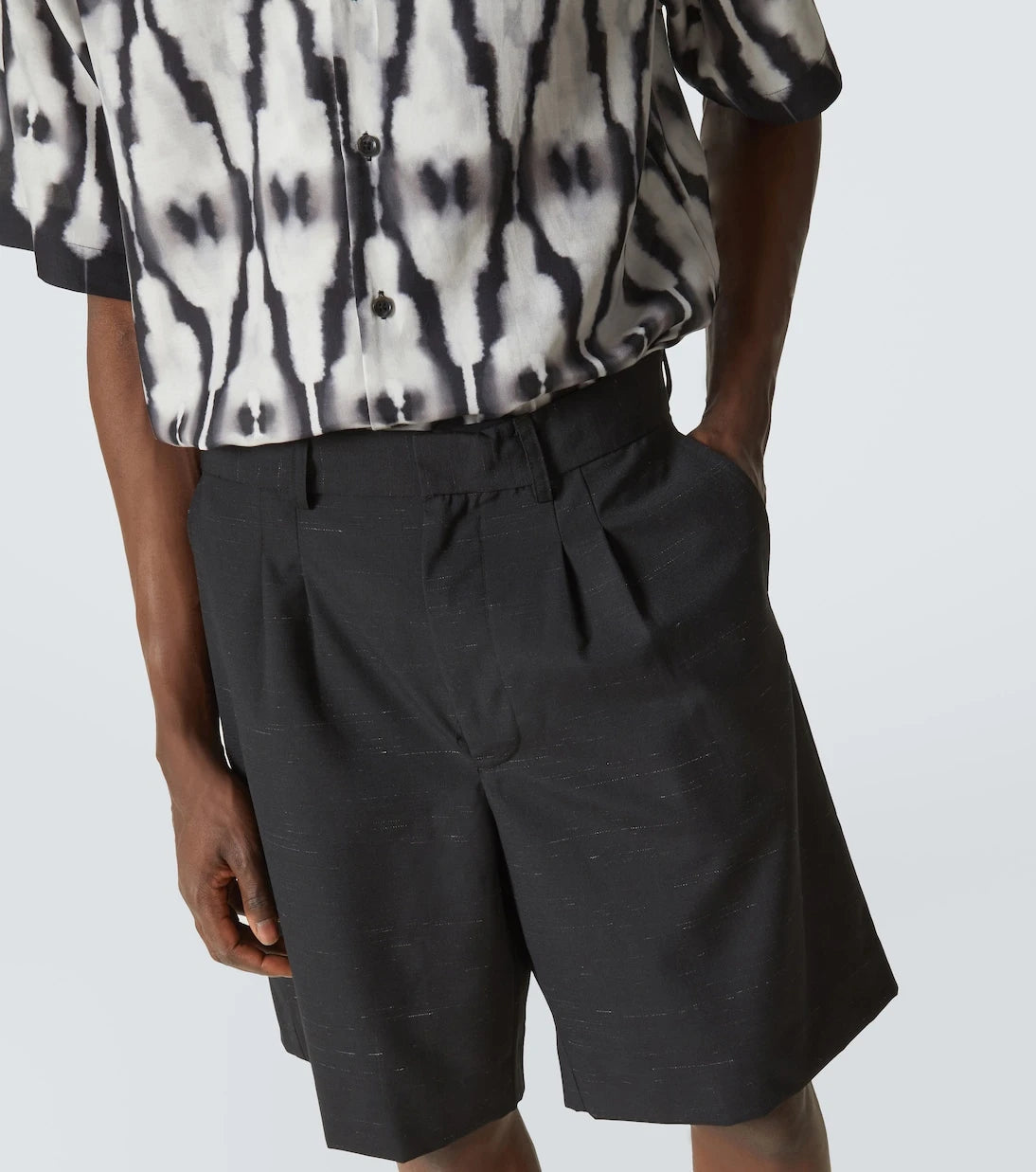 Commas - Heathered cotton and wool shorts