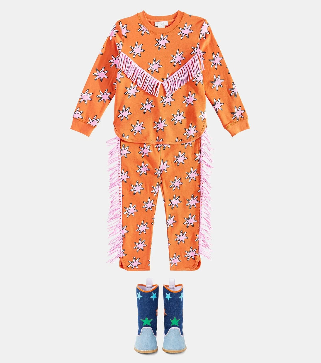 Stella McCartney Kids - بنطال رياضي قطني مطبوع بشراشيب