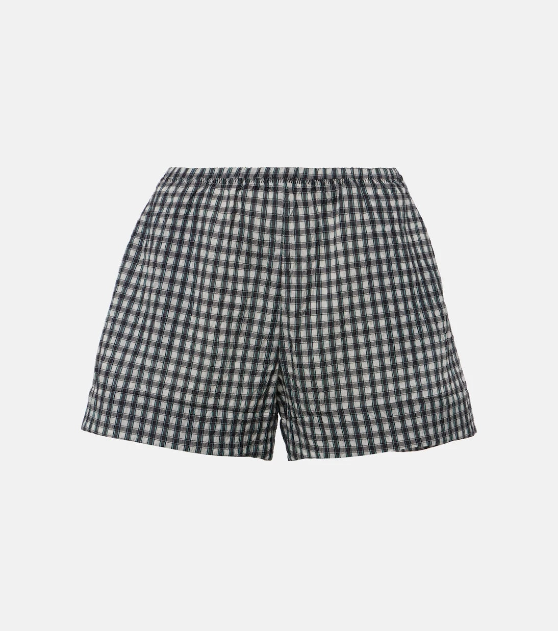 Ganni - Checked seersucker shorts