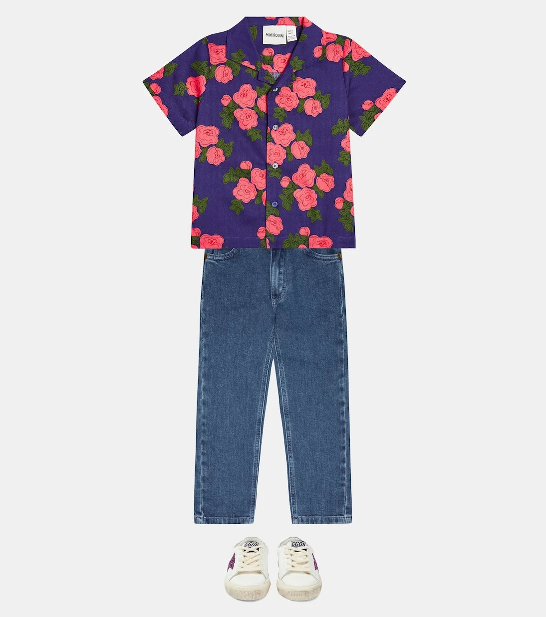 Mini Rodini - Roses cotton jersey shirt
