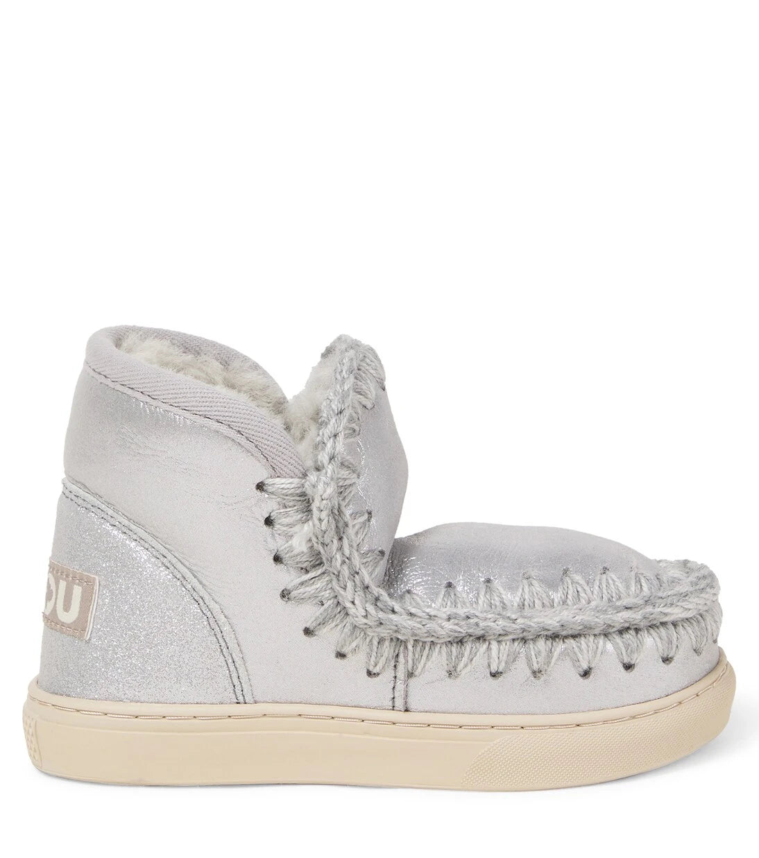 Mou Kids - Embroidered shearling-lined suede boots
