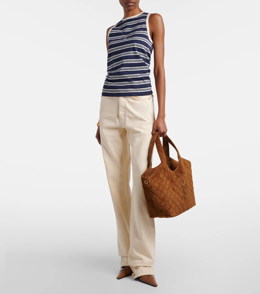 Saint Laurent - Icare Cassandre Medium suede tote bag