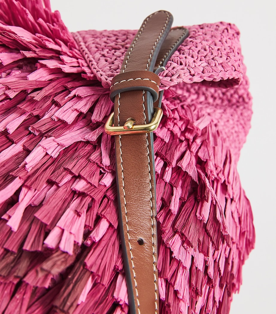 Pink Straw Shag Tote Bag