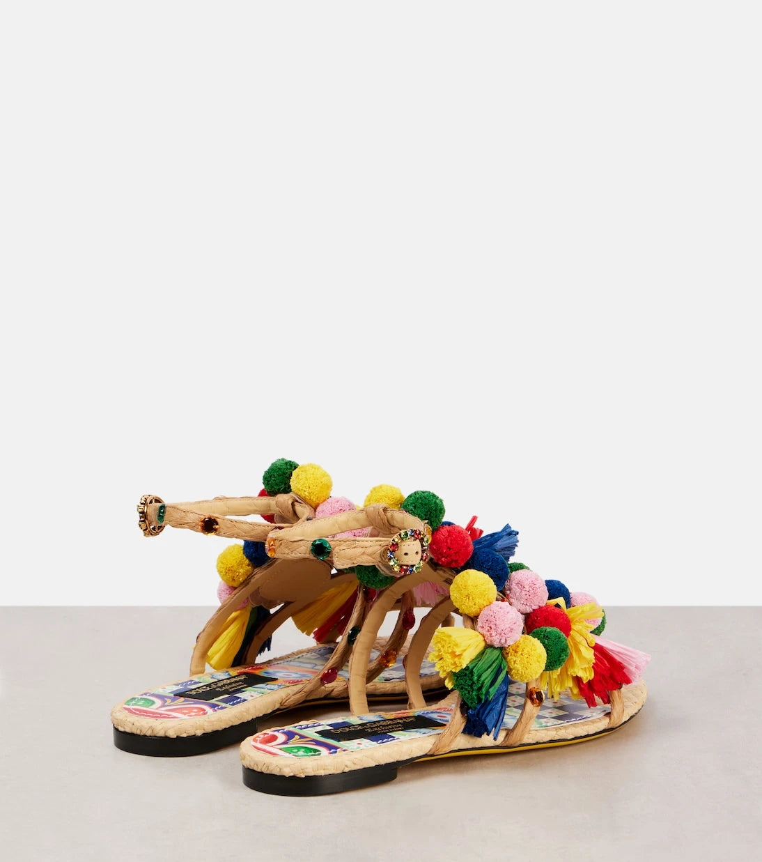 Dolce&Gabbana - Embellished raffia sandals