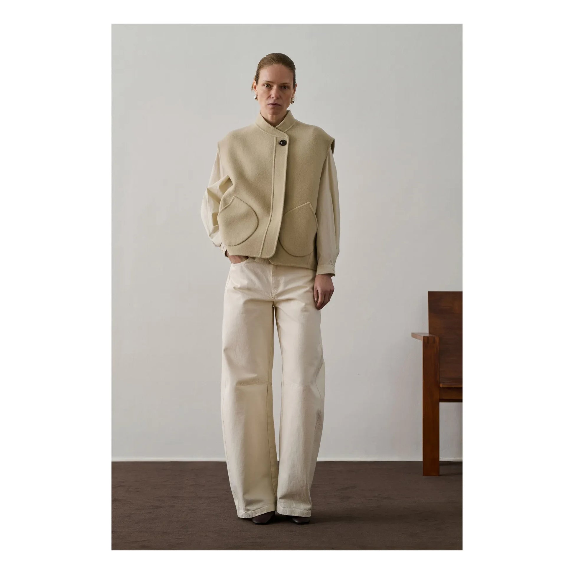 Soeur - Adeline Wool Sleeveless Jacket | Chalk