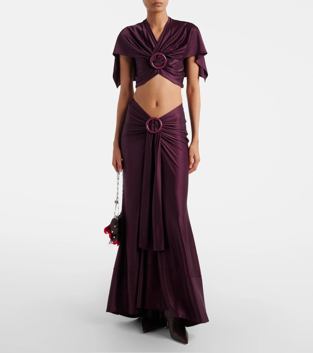 Rabanne - Gathered satin maxi skirt