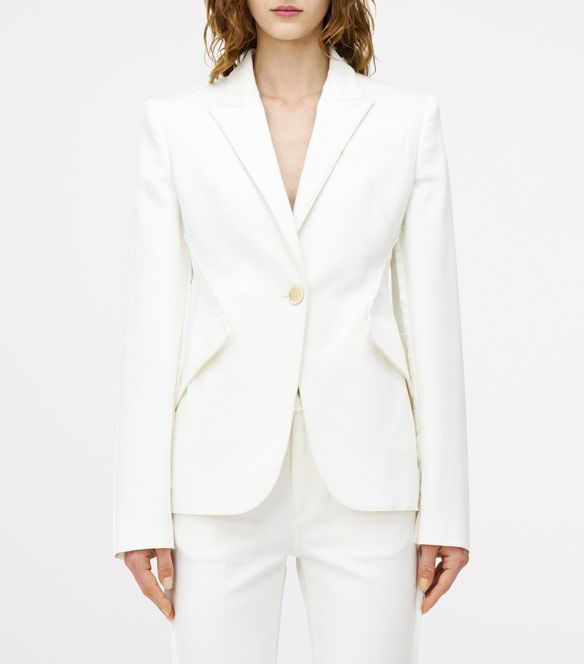 McQueen White Denim Single-Breasted Blazer