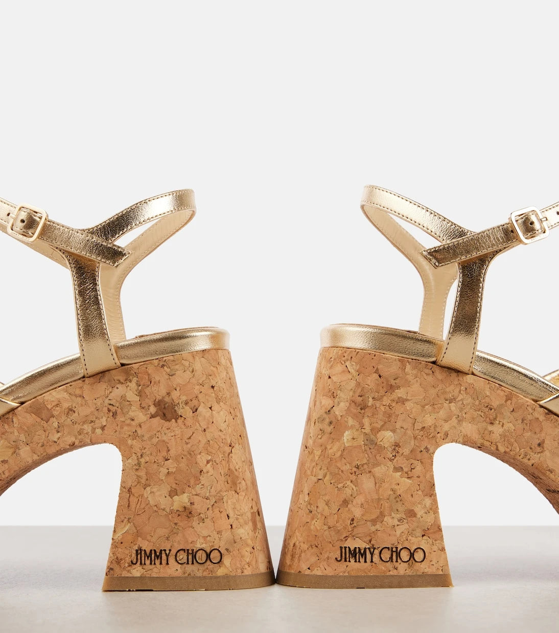 Jimmy Choo - Heloise 95 metallic leather wedge sandals