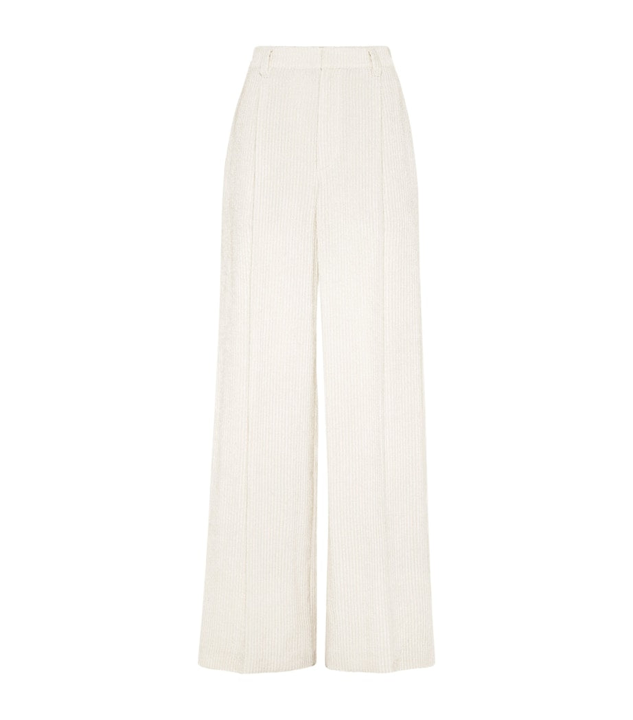 Brunello Cucinelli White Corduroy Wide-Leg Track Trousers
