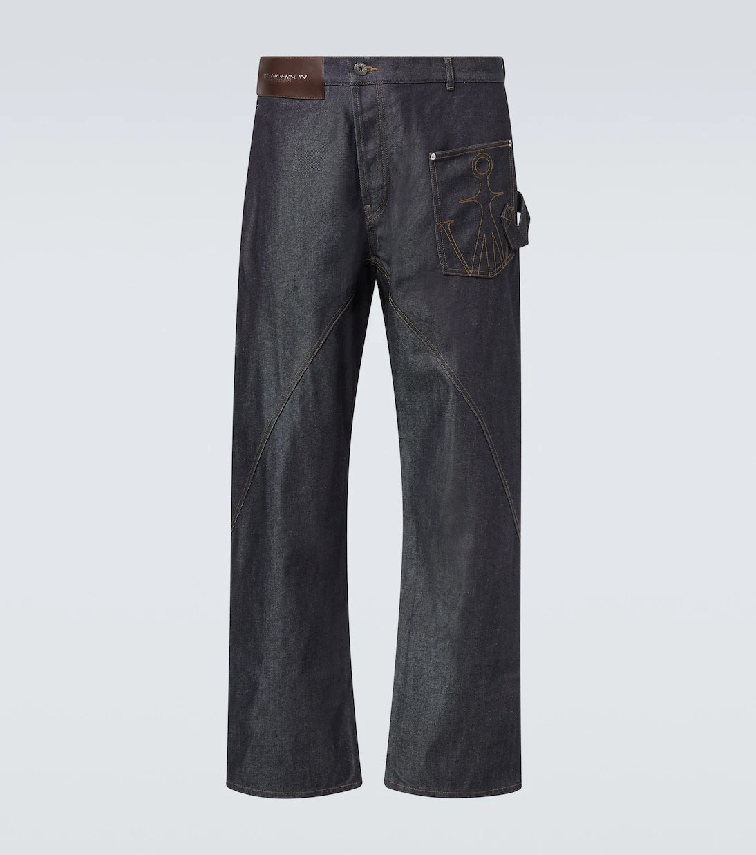 JW Anderson - Twisted embroidered cotton wide-leg jeans