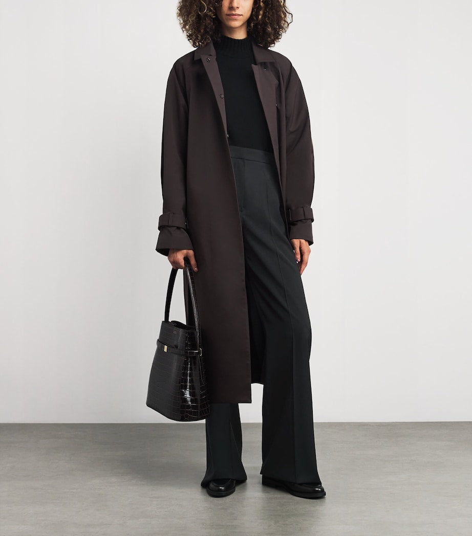 Black Wool Straight-Leg Trousers