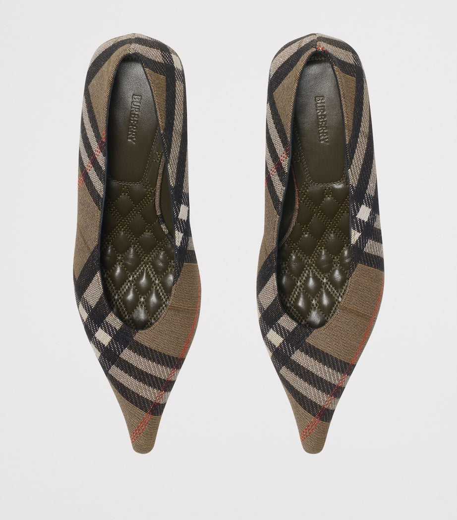 Burberry Beige Check Cameo Pumps 55
