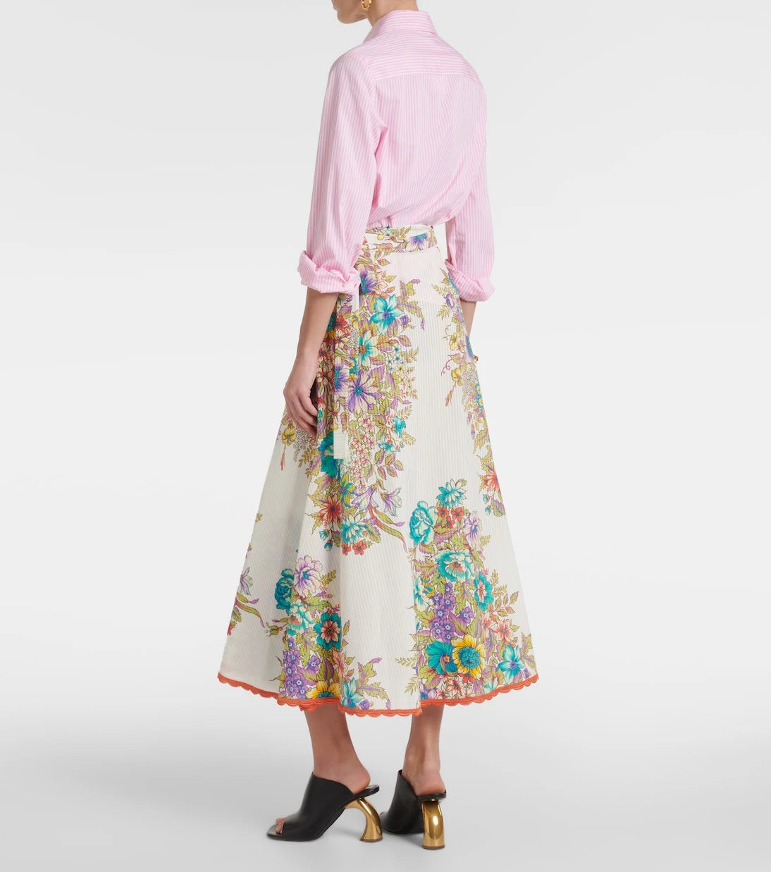 Etro - Floral cotton and silk midi skirt