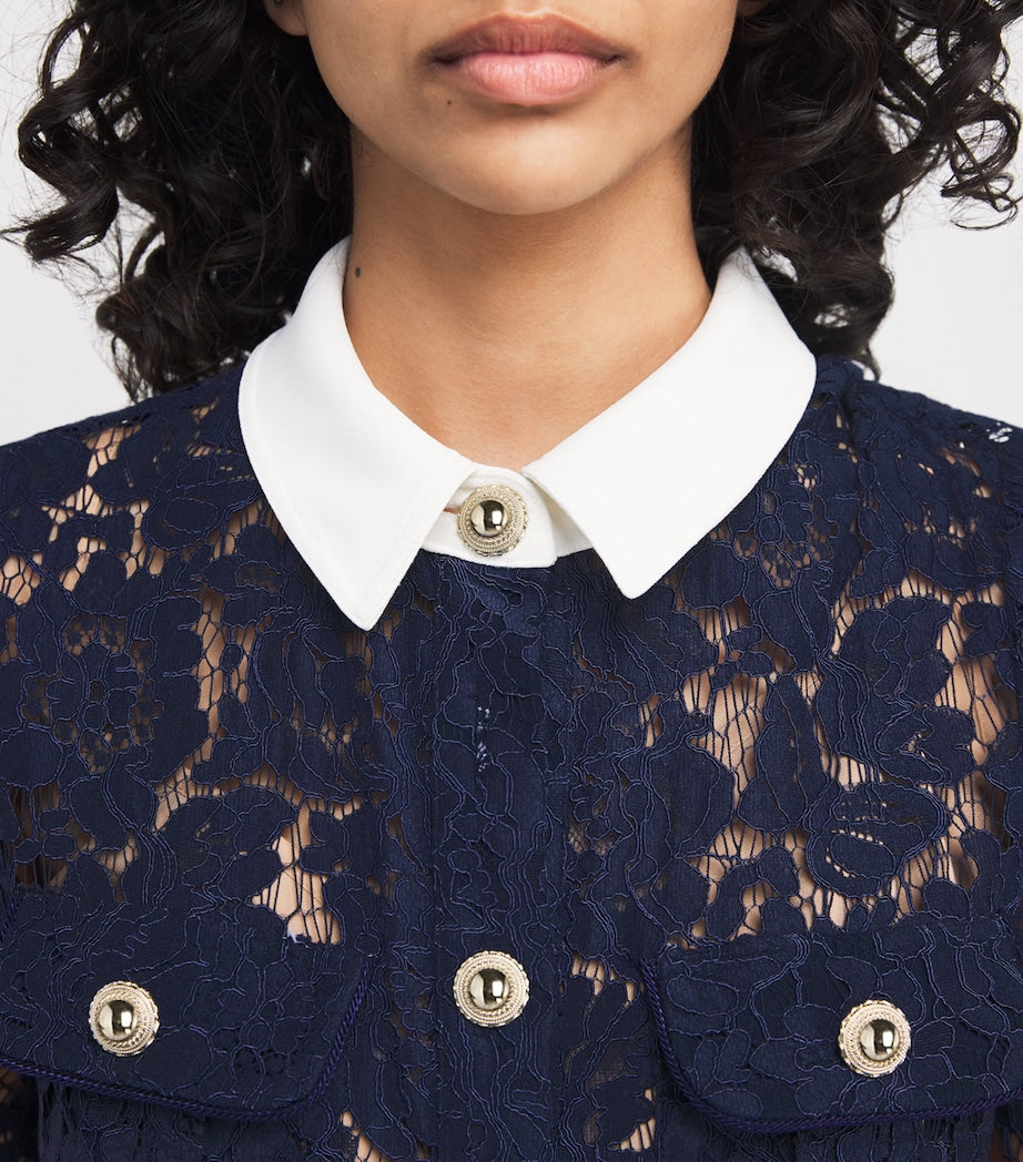 Self-Portrait Lace Collared Midi Dress