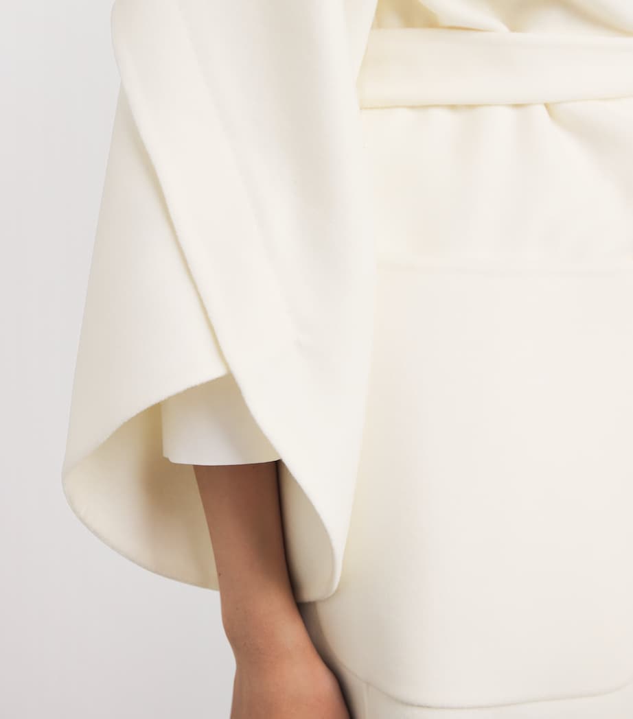 Max Mara White Wool-Cashmere Wrap Coat
