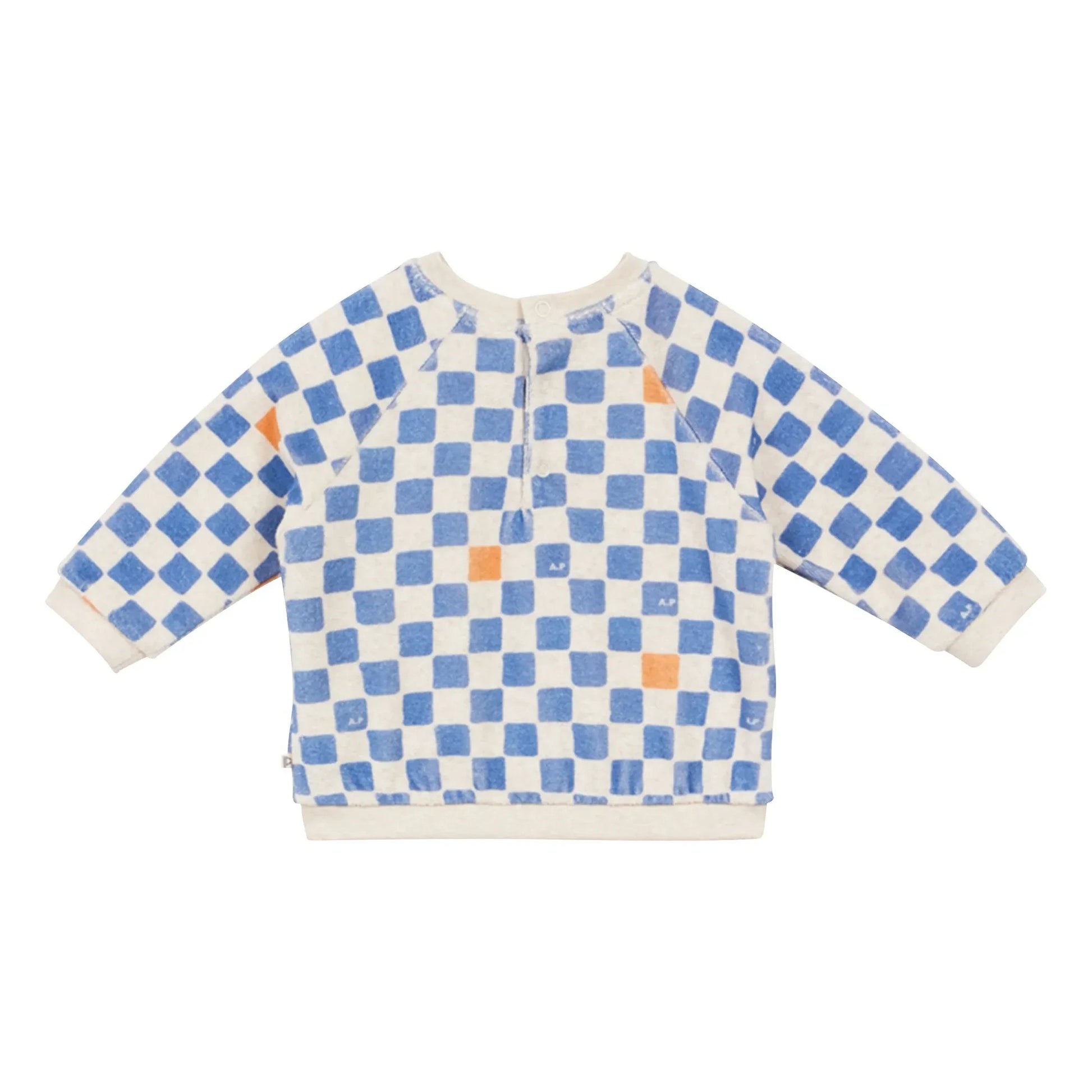 Arsène et Les Pipelettes - Sweat Damier Coton Bio Bébé | Azure blue