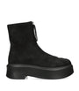The Row Black Zipped Suede Ankle Boots 50