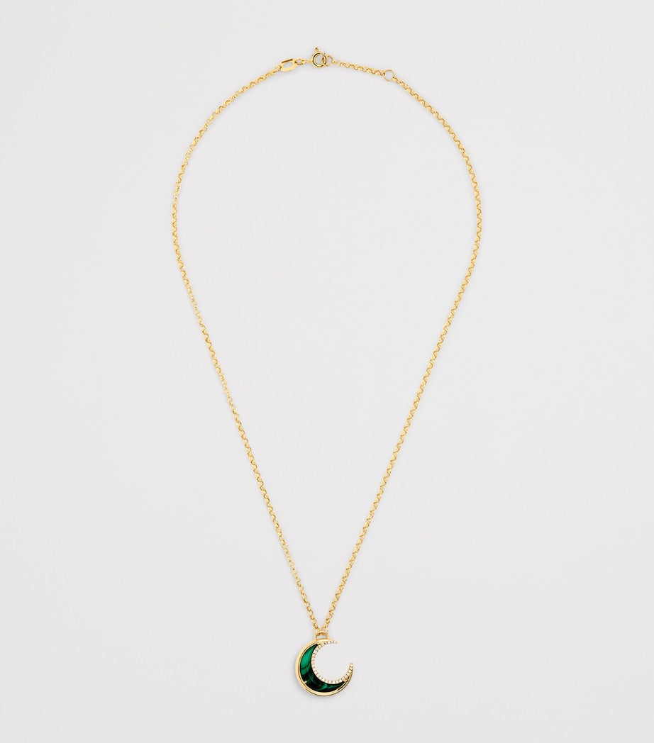 Yellow Gold, Diamond and Malachite Bloop Moon N*93 Necklace