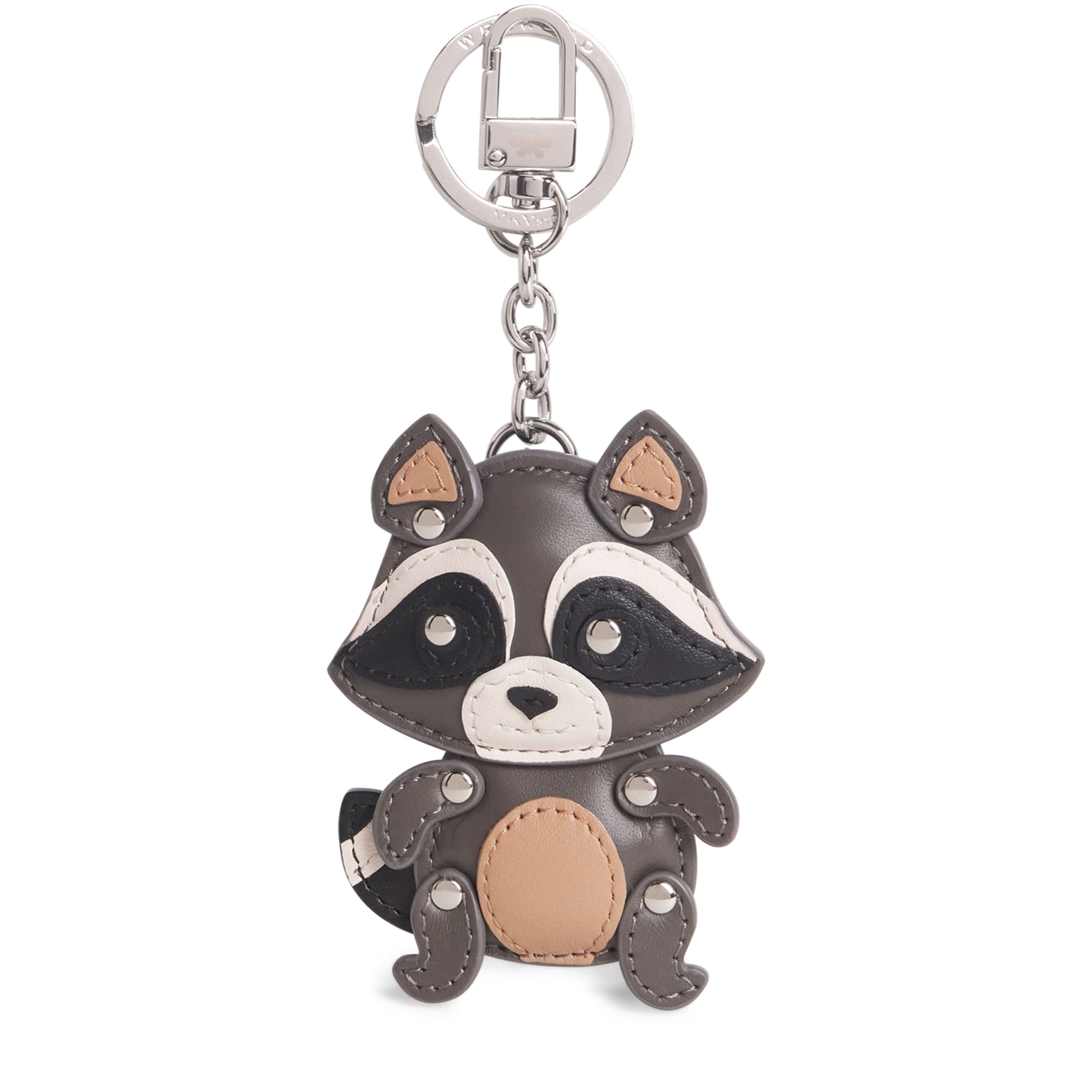 Weekend Max Mara Grey Leather Raccoon Key Ring